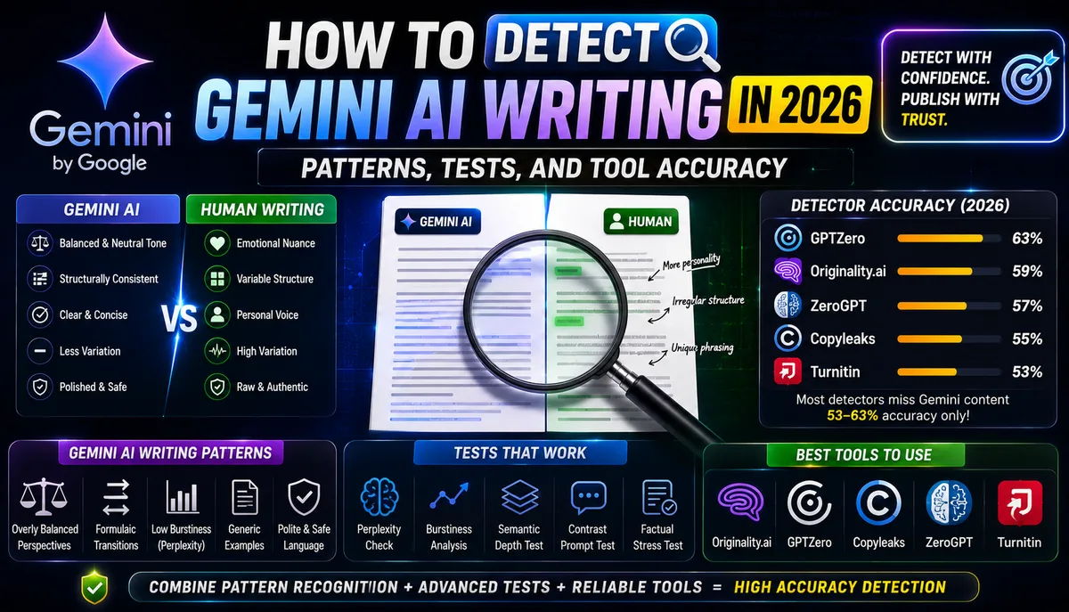 How to Detect Gemini AI Writing in 2026 — Patterns, Tests, and Tool Accuracy